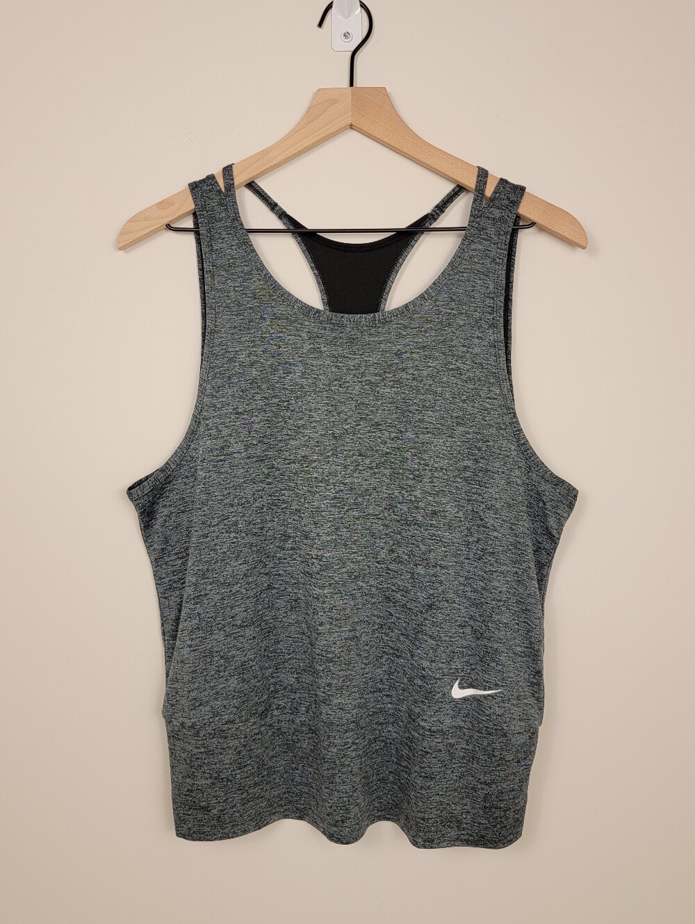 Nike Womens Dri FIT Heathered Racerback Training Tank Top Mesh Cutout M